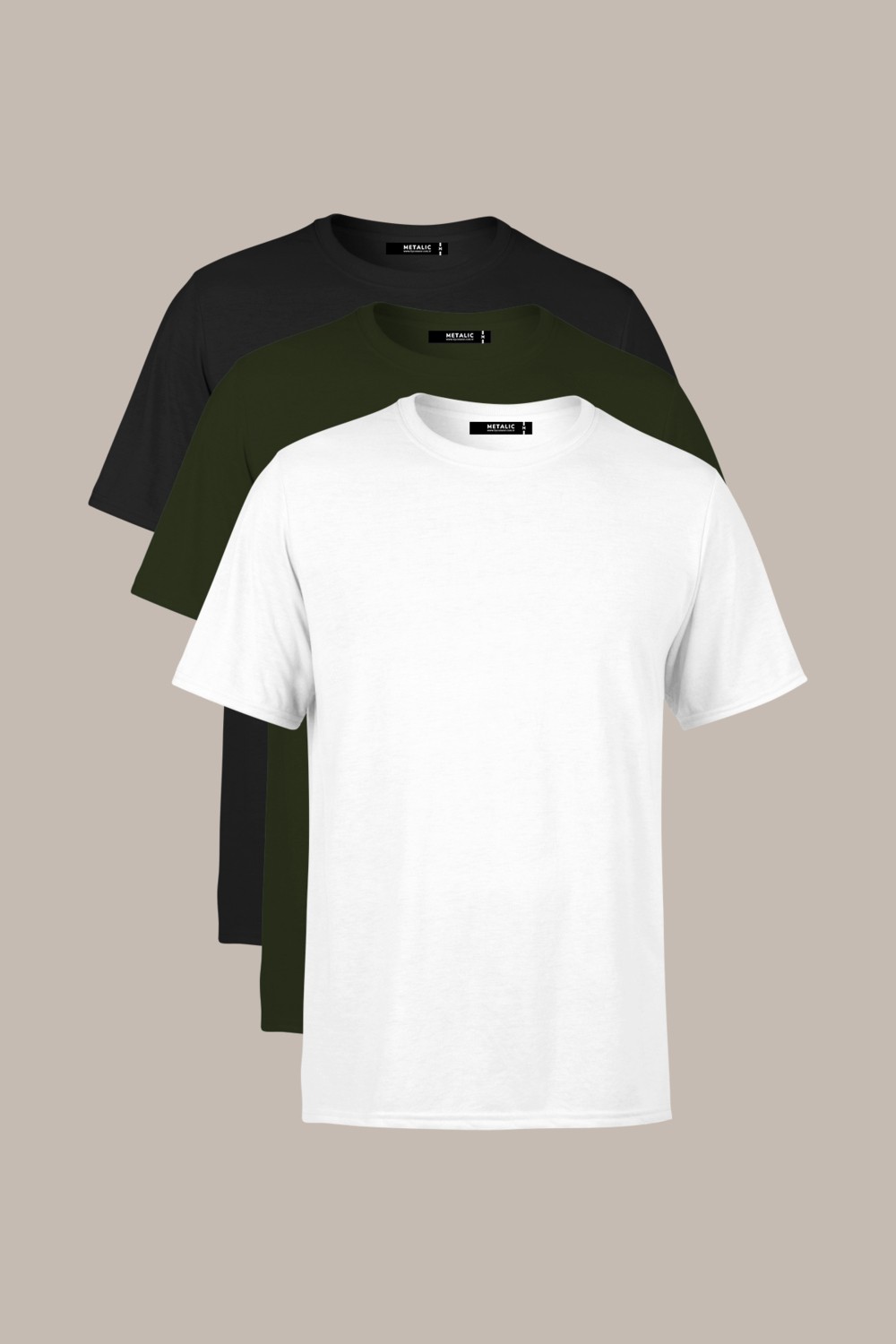 Mmetalic Erkek Çok Renkli T- Shirt Regular Fit Rahat Kesim Bisiklet Yaka 3'lü Basic Tişört Paketi