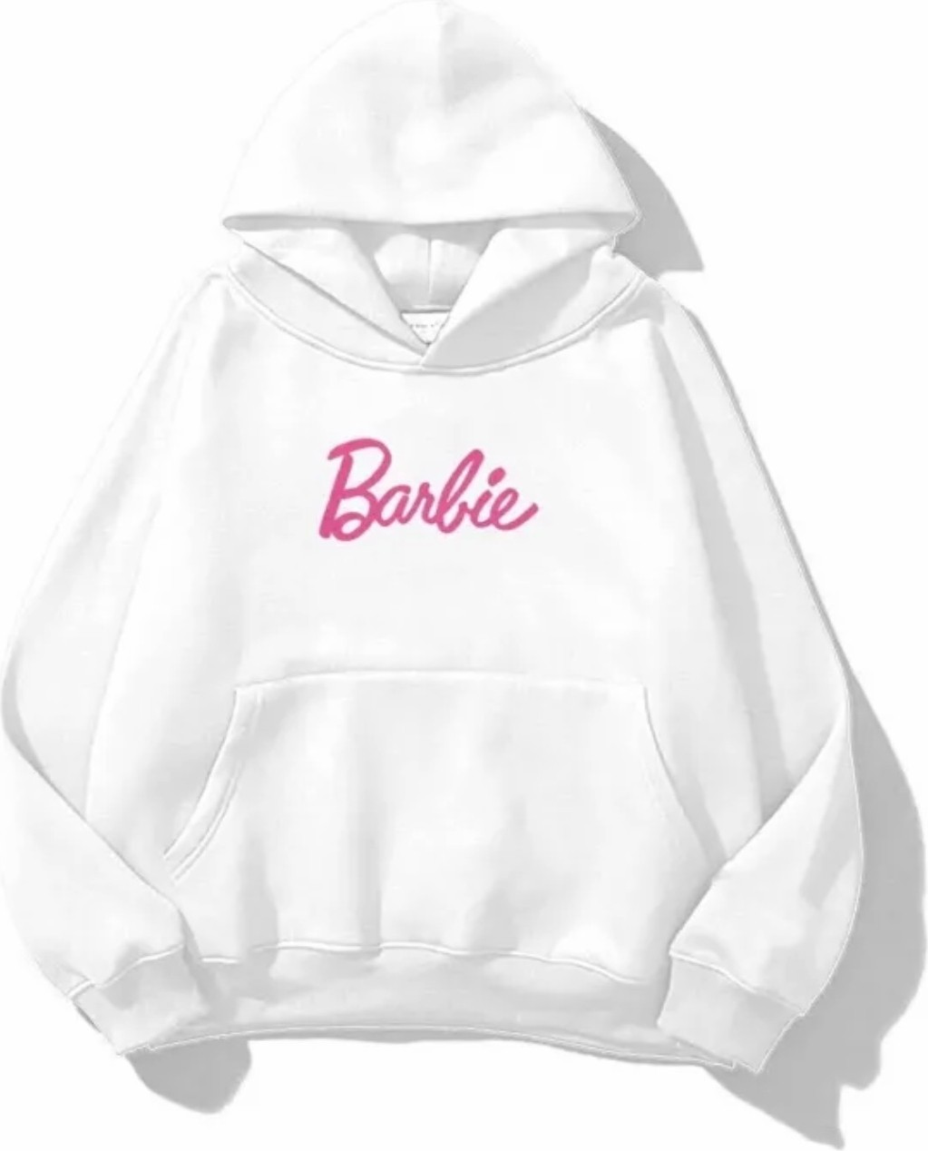 Amor Face Büyük Beden Özel Tasarım Kapüşonlu Barbie Baskılı 3iplik Tam Kışlık %100 Pamuk Kadın Sweatshırt