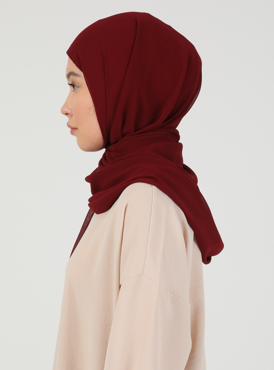 Ecardin Bone Ecardin Hijablı Şifon Şal - Bordo - Ecardin görsel 3
