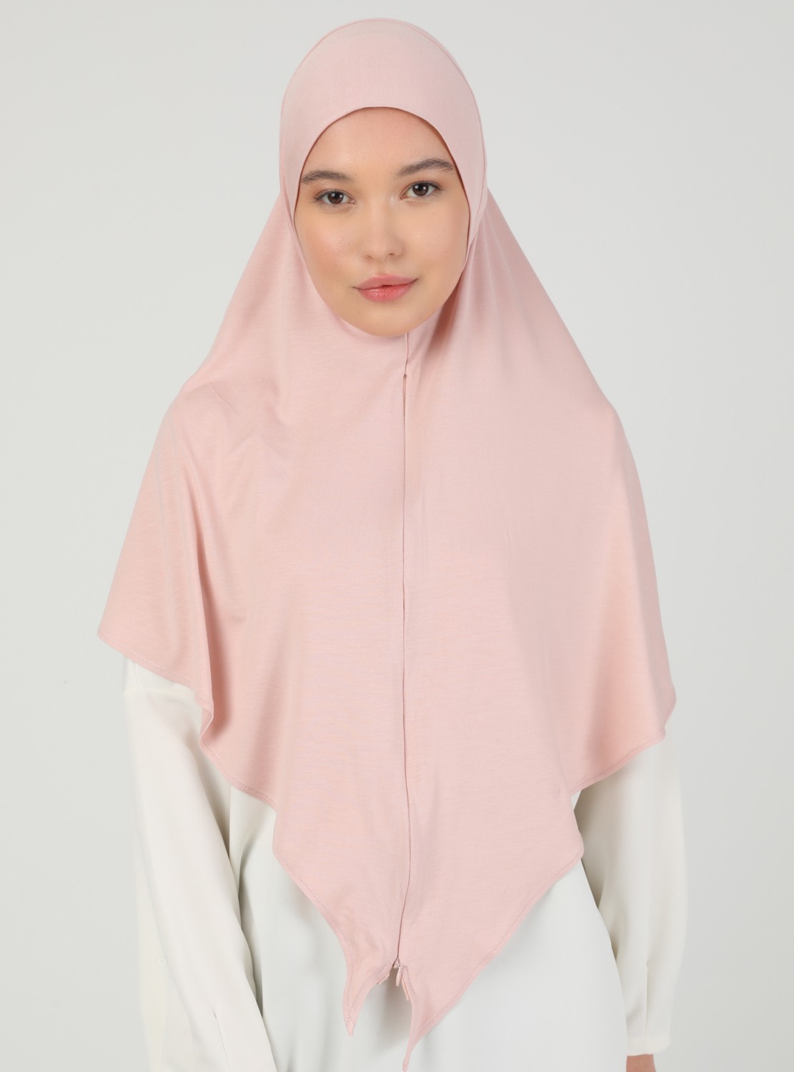 Ecardin Bone Ecardin Fermuarlı Viskon Hijab - Pudra - Ecardin görsel 2