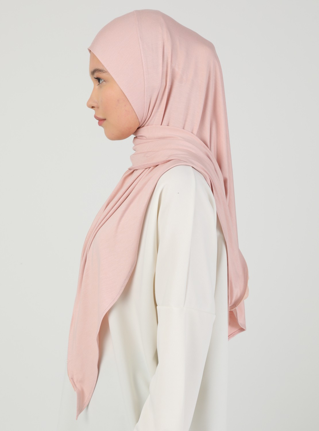 Ecardin Bone Ecardin Fermuarlı Viskon Hijab - Pudra - Ecardin görsel 3