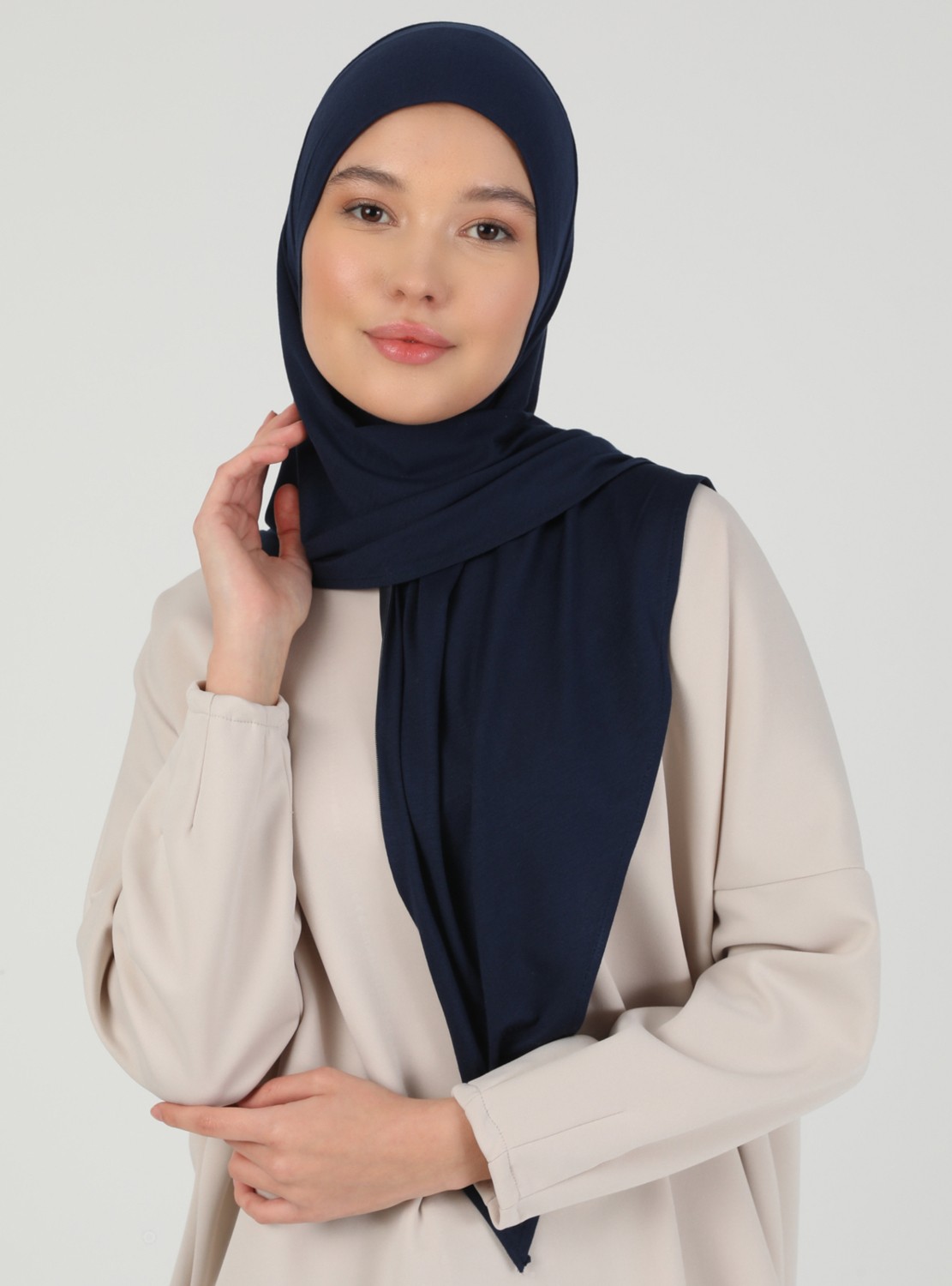 Ecardin Bone Ecardin Fermuarlı Viskon Hijab - Lacivert - Ecardin