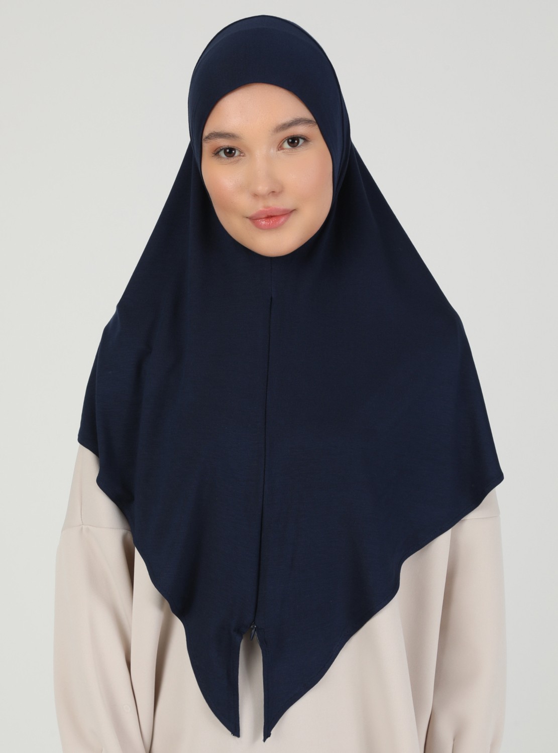 Ecardin Bone Ecardin Fermuarlı Viskon Hijab - Lacivert - Ecardin görsel 2
