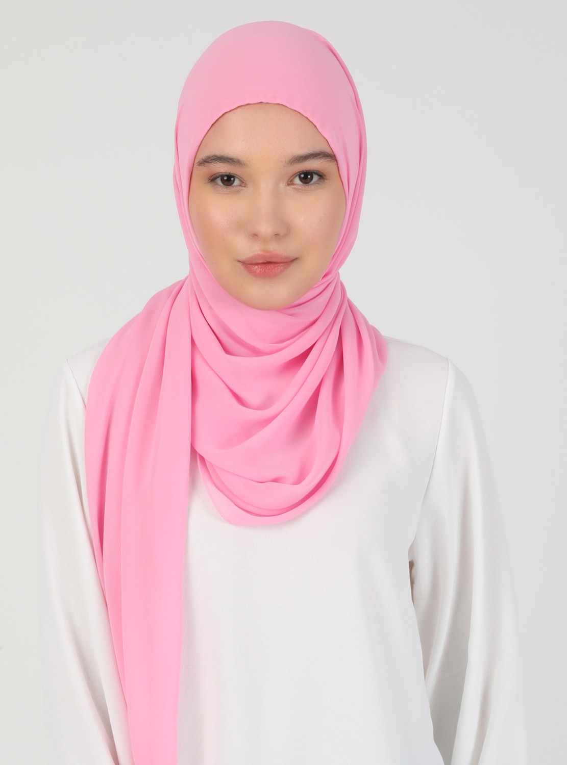 Ecardin Bone Ecardin Hijablı Şifon Şal - Pembe - Ecardin görsel 2