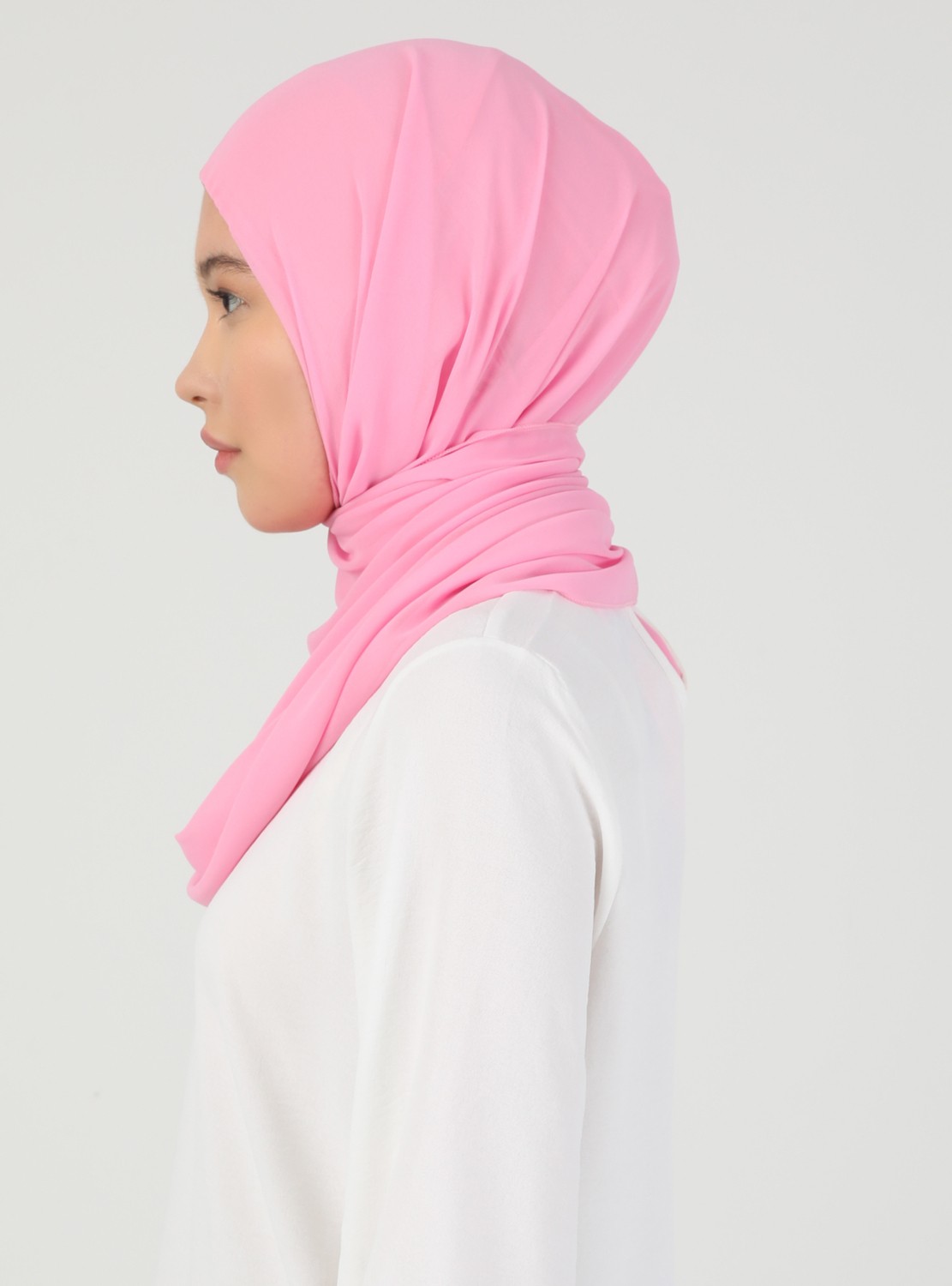 Ecardin Bone Ecardin Hijablı Şifon Şal - Pembe - Ecardin görsel 3