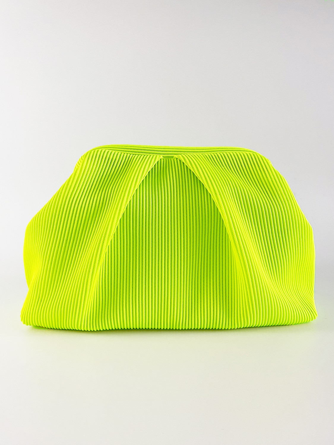 Heybes Kadın Neon Yeşil Piliseli Clutch El Çantası Dokuma Kumaş ile Casual Kullanım için Şık