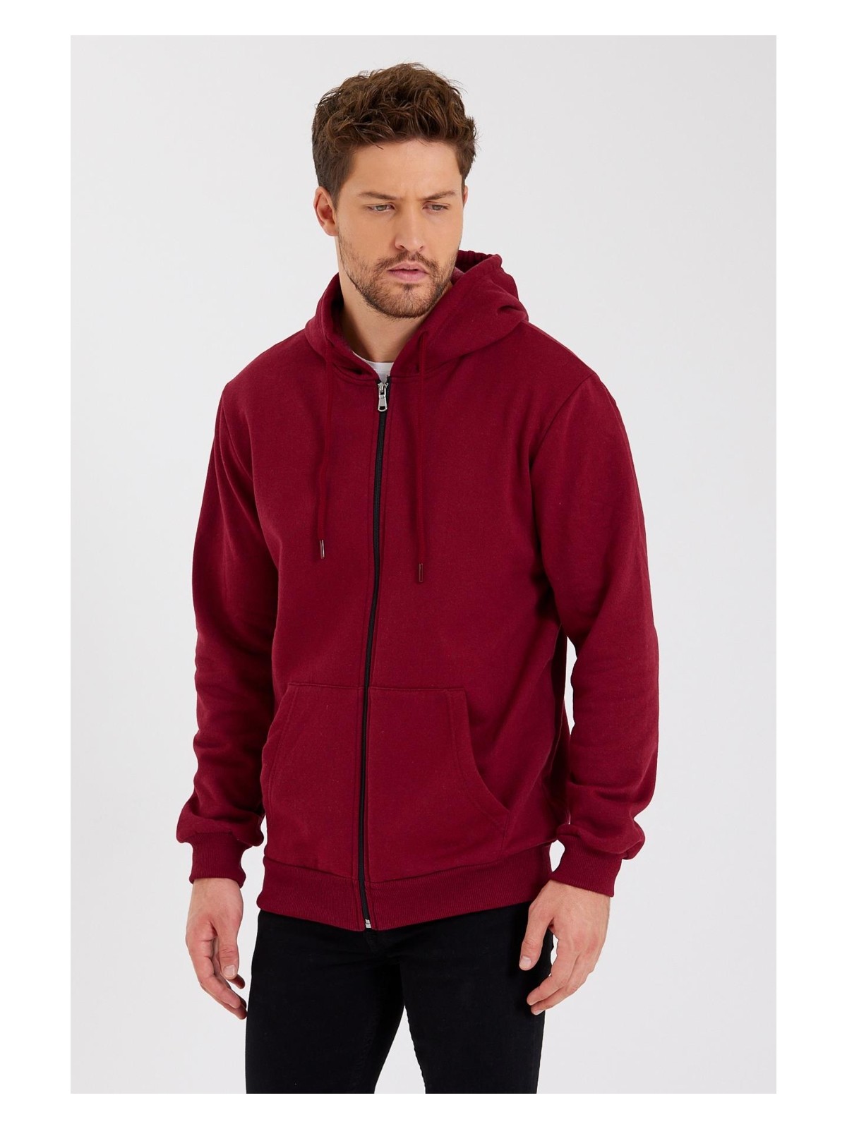 Mmetalic Metalıc Siyah Kanguru Cepli Kapüşonlu Fermuarlı Içi Pamuklu Erkek Sweatshirt - Görsel 4