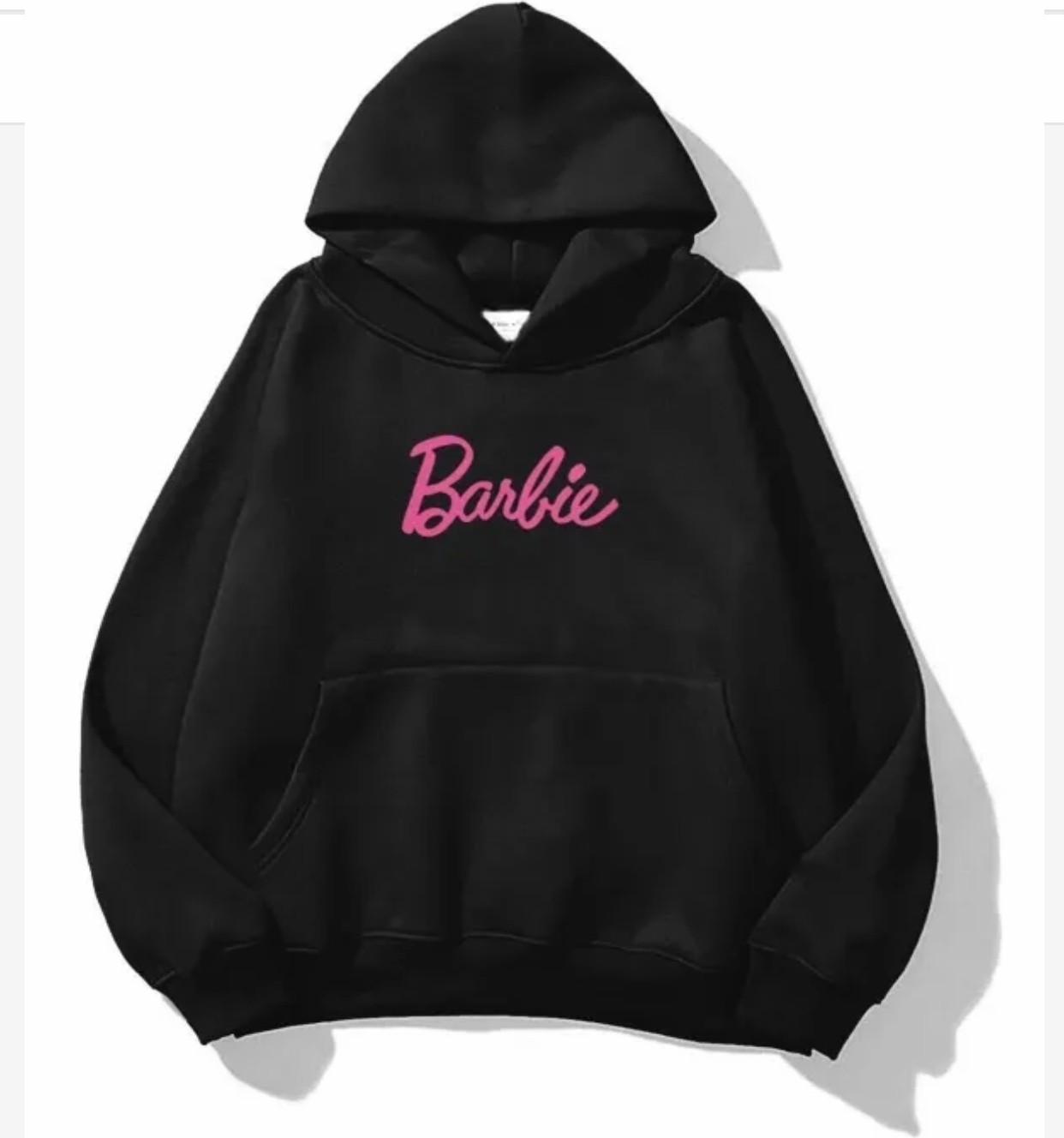 Amor Face Büyük Beden Özel Tasarım Kapüşonlu Barbie Baskılı 3iplik Tam Kışlık %100 Pamuk Kadın Sweatshırt görsel 2