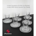 Paşabahçe Elysia 6 Adet Çay Bardağı + 6 Adet Riva Elysia Uyumlu Çay Tabağı