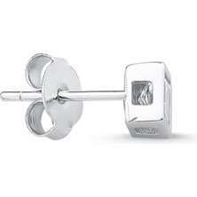 Altın Sepeti Gümüş Kare Tektaş Erkek Küpesi