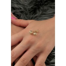 Fiyonk Kuyumculuk 14 Ayar Altın Sarı Işıltılı Top Küpe Büyük