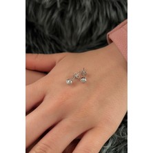 Fiyonk Kuyumculuk 14 Ayar Altın Beyaz Işıltılı Top Küpe Küçük