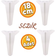 Badem10 Sedir Lüks Mobilya Kanepe Sehpa Tv Ünitesi Konsol Koltuk Ayağı 18 cm Beyaz Ayakları 4 Adet