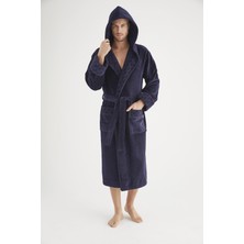 Nuşa Yaka Jakarlı %100 Cotton Erkek Bornozu