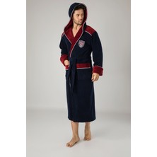 Nuşa Atletic Sport Nakışlı Bambu Cotton  Kapşonlu Erkek Bornozu
