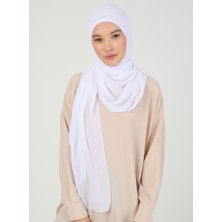 Ecardin Hijablı Şifon Şal - Beyaz - Ecardin