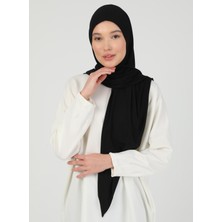 Ecardin Fermuarlı Viskon Hijab - Siyah - Ecardin
