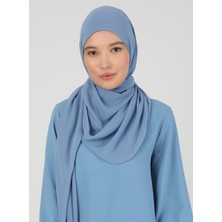 Ecardin Hijablı Şifon Şal - Kot Mavi - Ecardin