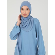 Ecardin Hijablı Şifon Şal - Kot Mavi - Ecardin