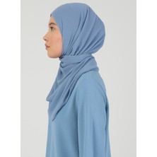 Ecardin Hijablı Şifon Şal - Kot Mavi - Ecardin