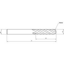 Tissenbach Küre Uçlu Uzun Boy Parmak Freze Uç Çapı Ø4L75