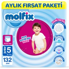 Molfix Pants Bebek Bezi 5 Beden Junior Aylık Fırsat Paketi 132 Adet