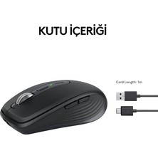 Logitech MX Anywhere 3S Kompakt 8000 DPI Optik Sensörlü Sessiz Bluetooth Kablosuz Mouse - Siyah