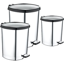 GuvenliPazar 3'lü Set Plastik Pedallı Çöp Kovası 6/11/20 Litre