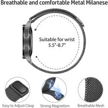 Cover Center  Samsung Galaxy Watch 4 40MM-44MM / Watch 4 Classic 44MM Uyumlu 20MM Metal Hasır Kordon Manyetik Metal Hasır Örgü