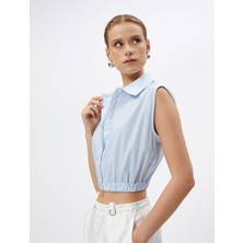Koton Crop Gömlek Pencere Detaylı Kolsuz Pamuklu