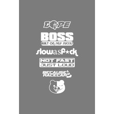 Sverte Ingilizce Araç Arka Cam Sticker Etiket Folyo Seti Model 7 40X20 cm