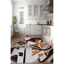 Homshtag Kahveolik Renkli Moden Halı Turuncu Kahverengi Genç Odası Halısı Modern Geometrik Halı