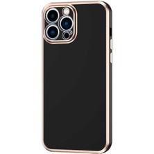 Forzacase iPhone 12 Pro Max Uyumlu Luxury Serisi Altın Çerçeveli Silikon Kılıf