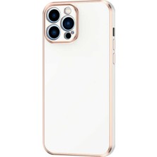 Forzacase iPhone 12 Pro Max Uyumlu Luxury Serisi Altın Çerçeveli Silikon Kılıf