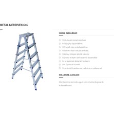 Saraylı Özel Alaşımlı Metal Çift Çıkışlı Çift Taraflı Seyyar Merdiven 6+6 Basamaklı