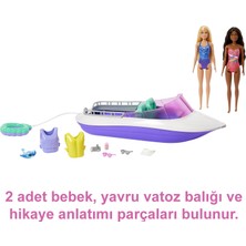 Barbie Barbie'Nin Botu Oyun Seti, 2 Barbie , 4 Oturma Alanı Bulunan Şeffaf Zeminli Tekne (46 Cm) Ve 4 Aksesuarıyla, 3 Yaş Ve Üzeri Hhg60