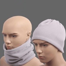 Depposite Beyaz Renki Çok Fonksiyonlu Unisex Polar Bere Boyunluk Saç Bandı 27.9 x 24.4 cm