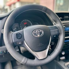 İmza Toyota Corolla 2013-2018 Araca Özel Direksiyon Kılıfı  (Noktalı Düz Gri Dikişli)