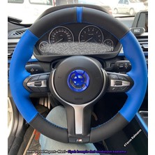 İmza Bmw 3.20D Araca Özel Direksiyon Kılıfı (Nubuk Mavi Deri Yüzüklü)