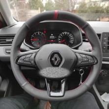 İmza Renault Clio 4,5  Direksiyon Kılıfı (Nubuk Noktalı Kırmızı Yüzüklü)