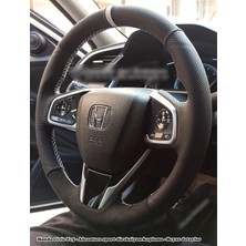 İmza Honda Civic Fc5 Araca Özel Direksiyon Kılıfı (Nokta Tüylü Alcantra Beyaz Yüzük)