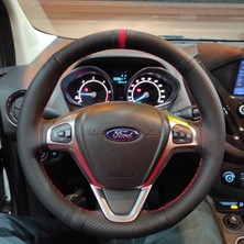 İmza Ford Courier Uyumlu Direksiyon Kılıfı (Noktalı Karbon Kırmızı Yüzüklü)