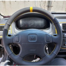 İmza Honda Civic 2001 Euro Araca Özel Direksiyon Kılıfı (Noktalı Alcantra Sarı Yüzüklü)