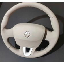 İmza Renault Fluence Araca Özel Direksiyon Kılıfı Tuşsuz (Fluence Bej Deri)