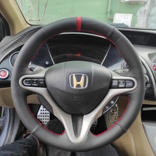 İmza Honda Civic Fd6 Araca Özel Direksiyon Kılıfı (Noktalı Düz Kırmızı Yüzüklü)
