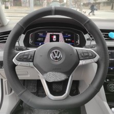 İmza Volkswagen Caddy 2022 Direksiyon Kılıfı (Nubuk Noktalı Gri Yüzüklü)