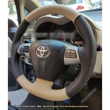İmza Toyota Corolla 2012 Araca Uyumlu Direksiyon Kılıfı (Noktalı Krem Deri)