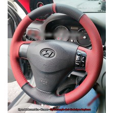 İmza Hyundai Accent Era Araca Özel Direksiyon Kılıfı (Karbon Kırmızı Nokta)