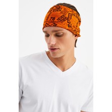 Butikgiz Turuncu Erkek Pamuklu Penye, Kaymaz, Ultra Hafif, Spor Geniş Saç Bandı Bandana Buff