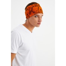 Butikgiz Turuncu Erkek Pamuklu Penye, Kaymaz, Ultra Hafif, Spor Geniş Saç Bandı Bandana Buff